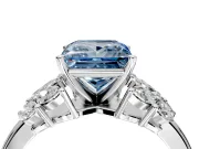 Leaf Cluster Engagement Ring Setting for Fancy Blue Princess Cut Center with Marquise Accents and Prong Head in Platinum