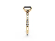Solitaire Engagement Ring Setting for Fancy Black Radiant Cut Center with Pave Accents and Prong Head in Yellow Gold