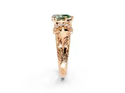 Solitaire Engagement Ring Setting for Fancy Green Pear-Shaped Center with Filigree Accent Basket and Prong Head in Rose Gold