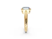 Halo Engagement Ring Setting for Fancy Blue Asscher Cut Center with Tapered Plain Band and Prong Head in Yellow Gold