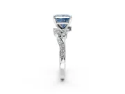 Solitaire Engagement Ring Setting for Fancy Blue Princess Cut Center with Marquise Accent Twist Band and Prong Head in Platinum
