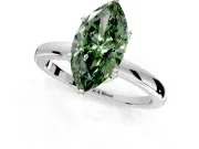 Solitaire Engagement Ring Setting for Fancy Green Marquise Center with Plain Band and Tulip Prong Head in Platinum