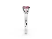 Solitaire Engagement Ring Setting for Fancy Pink Cushion Cut Center with Wire Band and Prong Head in Sterling Silver