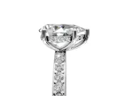 Solitaire Engagement Ring Setting for Pear-Shaped Center with Fine Pave Band and Prong Head in Platinum