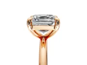 Low-Set Solitaire Engagement Ring Setting for Asscher Cut Center with Thin Plain Band and Prong Head in Rose Gold