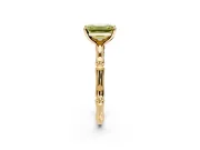 Solitaire Engagement Ring Setting for Fancy Yellow Emerald Cut Center with Bamboo Band and Prong Head in Yellow Gold