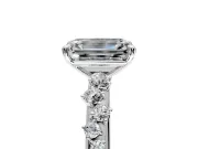 Cluster Engagement Ring Setting for Emerald Cut Center with Round Cut Accent Band and Prong Head in White Gold