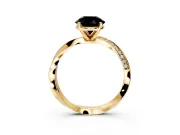 Side Accent Engagement Ring Setting for Fancy Black Round Cut Center with Accent Shoulders and Prong Head in Yellow Gold