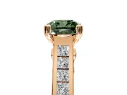 Solitaire Engagement Ring Setting for Fancy Green Cushion Cut Center with Channel Band and Double Claw Prong Head in Rose Gold