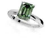 Solitaire Engagement Ring Setting for Fancy Green Emerald Cut Center with Basket Rail and Prong Head in Platinum
