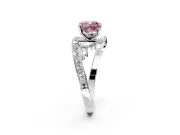 Solitaire Engagement Ring Setting for Fancy Pink Cushion Cut Center with Filigree Band and Prong Head in White Gold