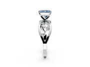 Solitaire Engagement Ring Setting for Fancy Blue Radiant Cut Center with Criss-Cross Accent Band and Prong Head in Platinum