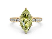 Solitaire Engagement Ring Setting for Fancy Yellow Marquise Center with Shared-Prong Accents and Prong Head in Yellow Gold