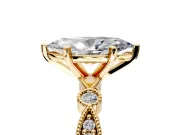 Solitaire Engagement Ring Setting for Marquise Center with Milgrain Bezel Accents and Prong Head in Yellow Gold