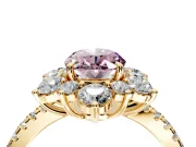Floral Halo Engagement Ring Setting for Fancy Pink Oval Center with Pave Accents and Prong Head in Yellow Gold
