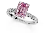 Solitaire Engagement Ring Setting for Fancy Pink Emerald Cut Center with Large Accents and Prong Head in Sterling Silver