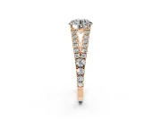Solitaire Engagement Ring Setting for Round Cut Center with Pave Split Shank and Prong Head in Rose Gold