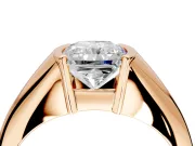Tension Engagement Ring Setting for Radiant Cut Center with Wide Tapered Band and Tension Head in Rose Gold