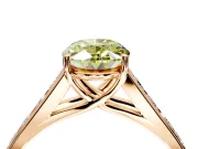 Solitaire Engagement Ring Setting for Fancy Yellow Oval Center with Cathedral Channel Band and Prong Head in Rose Gold