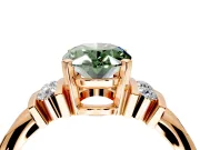 Solitaire Engagement Ring Setting for Fancy Green Oval Center with Grooved Bar Accent Band and Prong Head in Rose Gold