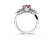 Cluster Engagement Ring Setting for Fancy Pink Heart-Shaped Center with 2-Row Shoulder Clusters and Prong Head in Sterling Silver