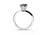 Solitaire Engagement Ring Setting for Fancy Green Heart-Shaped Center with Plain Band and Tulip Prong Head in Sterling Silver