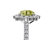 Halo Engagement Ring Setting for Fancy Yellow Round Cut Center with Single-Row Pave, Open Basket and Prong Head in Platinum