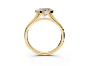 Solitaire Engagement Ring Setting for Heart-Shaped Center with V Split Shank and Bezel Head in Yellow Gold