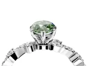 Solitaire Engagement Ring Setting for Fancy Green Marquise Center with Bar-Station Pave Twist and Prong Head in Sterling Silver