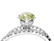 Solitaire Engagement Ring Setting for Fancy Yellow Marquise Center with Woven 3-Strand Pave Band and Prong Head in White Gold