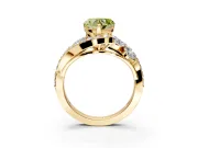 Halo Engagement Ring Setting for Fancy Yellow Heart-Shaped Center with Marquise and Pave Bypass Band and Prong Head in Yellow Gold
