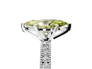 Solitaire Engagement Ring Setting for Fancy Yellow Marquise Center with Milgrain-Edged Pave Band and Prong Head in Platinum