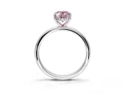 Hidden Halo Engagement Ring Setting for Fancy Pink Oval Center with Thin Round-Wire Band and Prong Head in Platinum