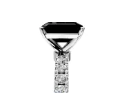 Open Basket Engagement Ring Setting for Fancy Black Emerald Cut Center with Pave Band and Prong Head in Platinum