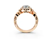 Halo Engagement Ring Setting for Round Cut Center with Floral Band and Prong Head in Rose Gold