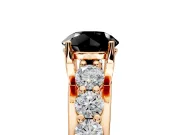 Solitaire Engagement Ring Setting for Fancy Black Round Cut Center with Graduated Shared Prongs and Prong Head in Rose Gold