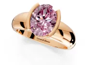 Tension Engagement Ring Setting for Fancy Pink Oval Center with Wide Flat Band and Tension Head in Rose Gold