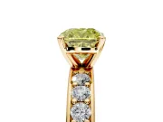 Solitaire Engagement Ring Setting for Fancy Yellow Cushion Cut Center with Channel-Set Accents and Prong Head in Yellow Gold