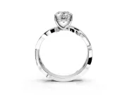 Solitaire Engagement Ring Setting for Oval Center with Pave and Plain Crossover Band and Prong Head in Platinum