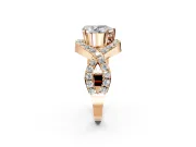 Halo Engagement Ring Setting for Pear-Shaped Center with Pave Infinity Twist Band and Prong Head in Rose Gold