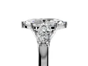 5 Stone Engagement Ring Setting for Marquise Center with Equal Close-Set Accents and Prong Head in Sterling Silver
