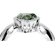 Halo Engagement Ring Setting for Fancy Green Heart-Shaped Center with Tapered Plain Band and Prong Head in White Gold