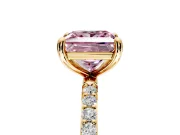 Solitaire Engagement Ring Setting for Fancy Pink Princess Cut Center with Pave Accents and Prong Head in Yellow Gold
