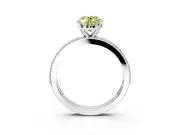 Milgrain Pave Engagement Ring Setting for Fancy Yellow Oval Center with Accent Band and Prong Head in Sterling Silver