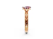 Solitaire Engagement Ring Setting for Fancy Pink Oval Center with XO Engraved Band and Prong Head in Rose Gold