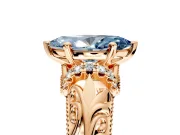 Solitaire Engagement Ring Setting for Fancy Blue Marquise Center with Filigree Accent Basket and Prong Head in Rose Gold