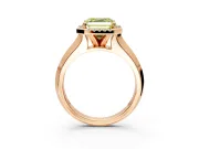 Halo Engagement Ring Setting for Fancy Yellow Asscher Cut Center with Knife Ridge Cathedral Band and Prong Head in Rose Gold