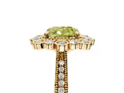 Milgrain Halo Engagement Ring Setting for Fancy Yellow Cushion Cut Center with Bezel Point Accents and Prong Head in Yellow Gold