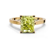 Solitaire Engagement Ring Setting for Fancy Yellow Radiant Cut Center with Tapered Shoulders and Prong Head in Yellow Gold