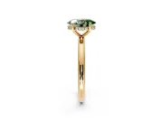 Hidden Halo Engagement Ring Setting for Fancy Green Oval Center with Thin Round-Wire Band and Prong Head in Yellow Gold